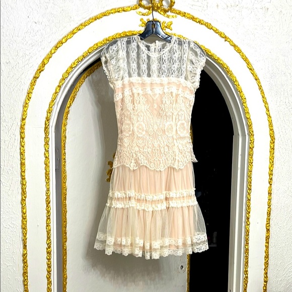 Vintage Jessica McClintock Fairycore Princess Cottagecore Lace Dress Size 4